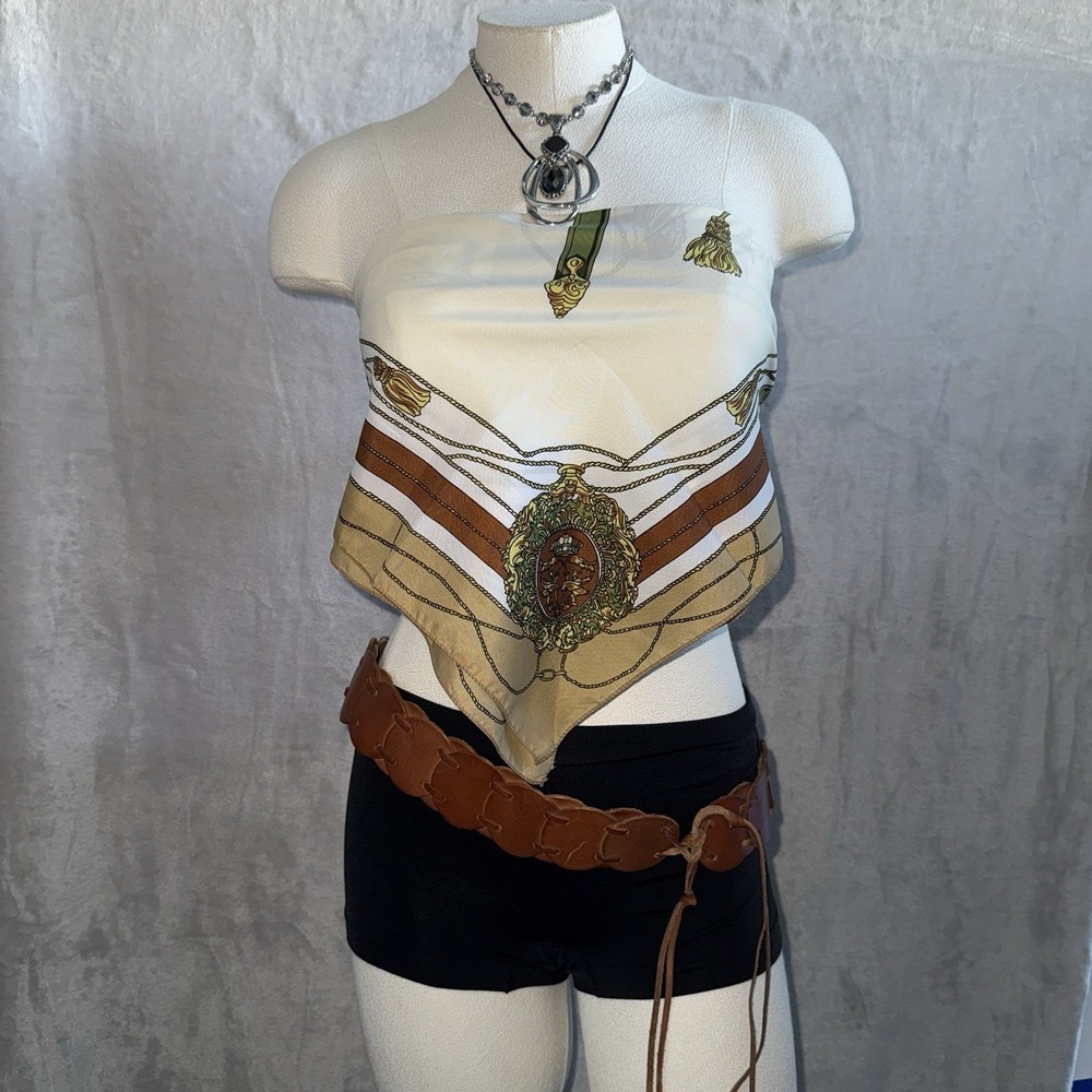 Womens Bandana‎ Top Sz Small Equestrian Cropped Strapless Headband Boho Western